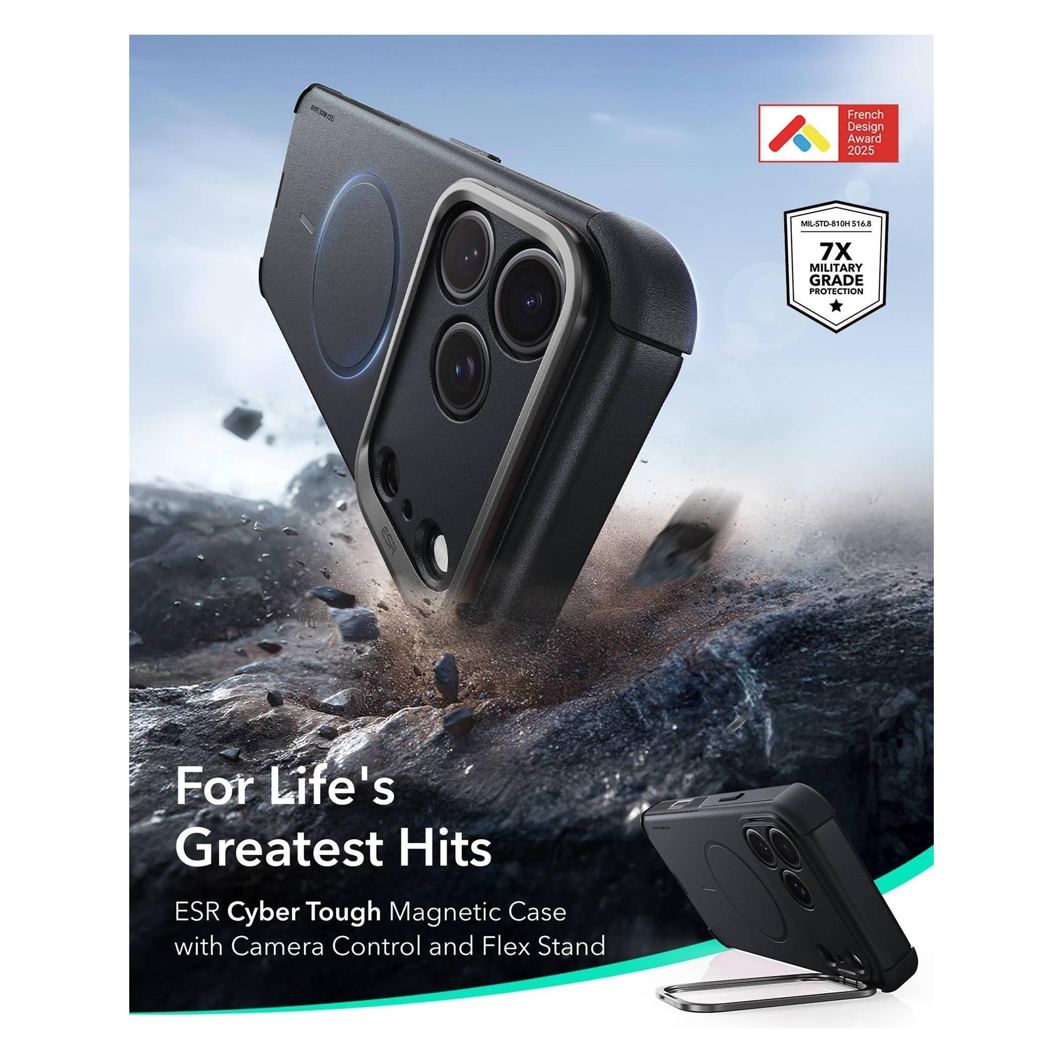 ESR - Cyber Armor Kickstand - iPhone 18 Pro / iPhone 17 Pro - Black (Apple iPhone 17 Pro, Apple iPhone 18 Pro) (4894240303825)