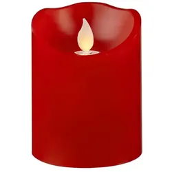LED Kerze Twinkle Echtwachs mechanisch bewegte Flamme Timer H: 10cm rot