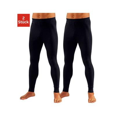 Lange Unterhose CLIPPER, Herren, Gr. 4, 2 Stk., schwarz, Feinripp, Obermaterial: 100% Baumwolle, unifarben, eng, Unterhosen Lange Unterhose, aus weichem Single Jersey