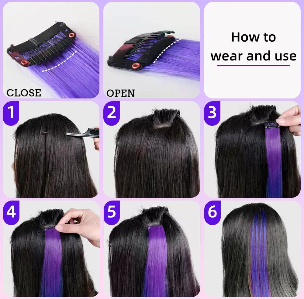 INF 10Pcs Clip in Haarverlängerungen Silber-Grau
