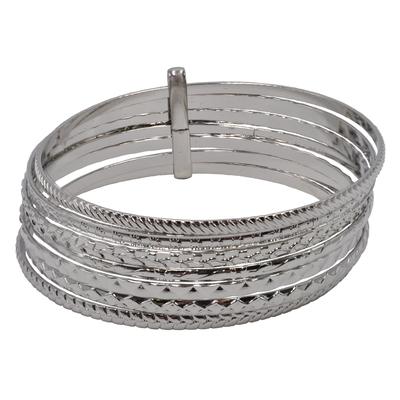 Armband STEUER "Metall strukturiert", silber, Armbänder, Damen, 21cm, Metall, glitzernd, Armband