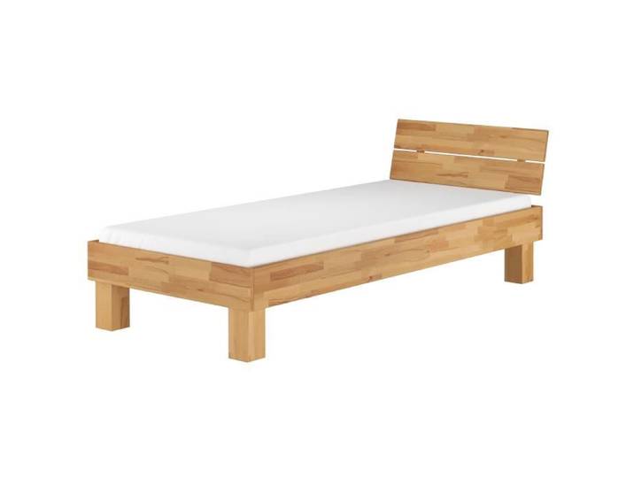 Lit simple en hêtre naturel 90x200 style moderne avec sommier à lattes souples matelas 60.80-09FLM
