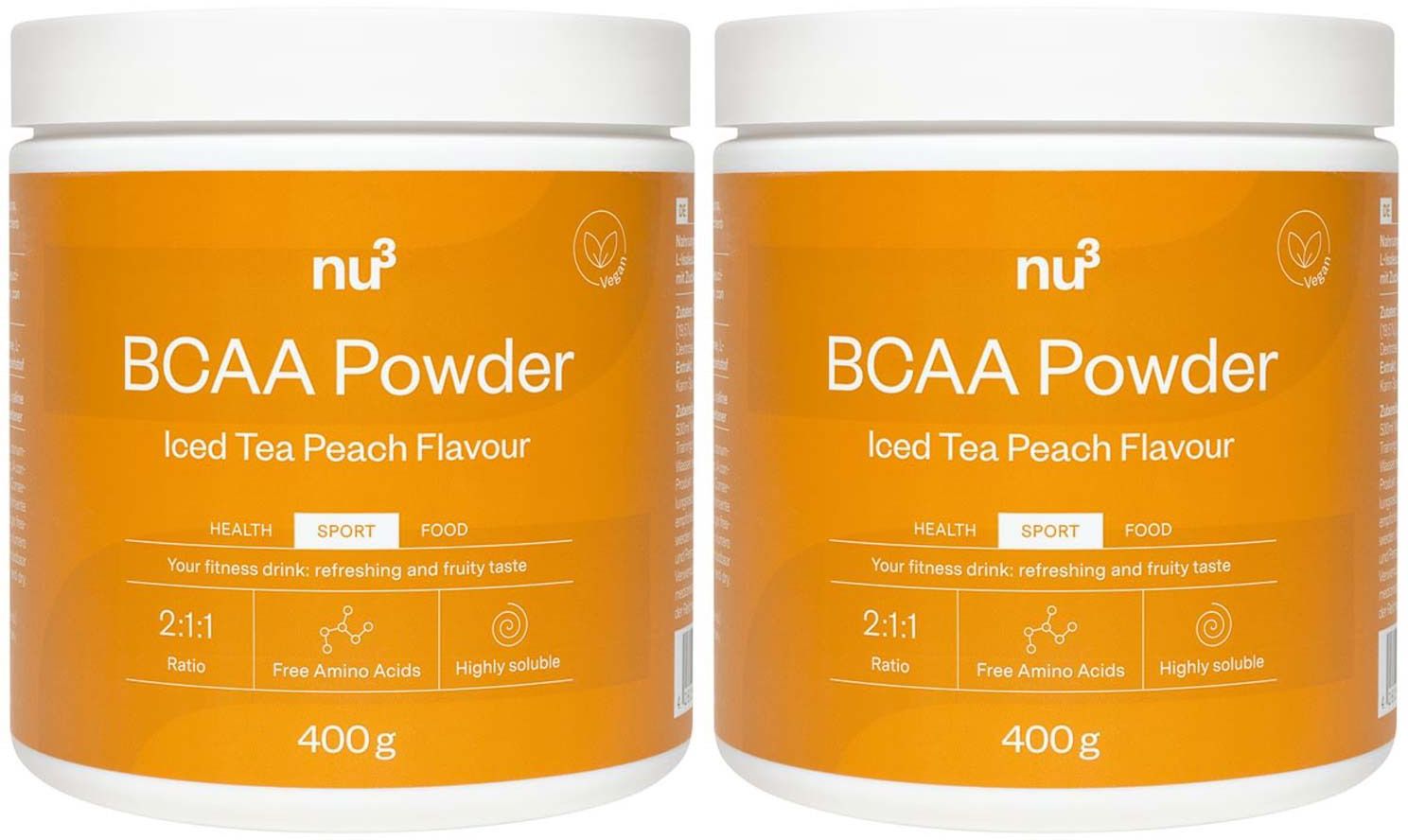 nu3 Bcaa Pulver, Ice Tea Peach x2 2x400 g Pulver