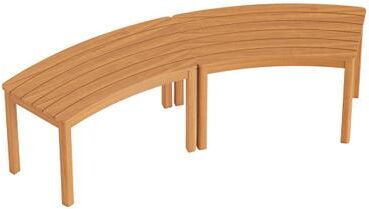 Costway Outdoor Curved Acacia Wood Bench Set of 2/3/4 for Front Porch-2
