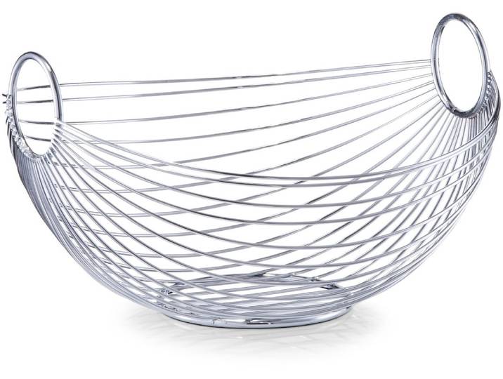 Obstschale ZELLER PRESENT, silber (silberfarben), B:28cm H:16cm, Metall, Schüsseln, Obstschale, perfekte Belüftung