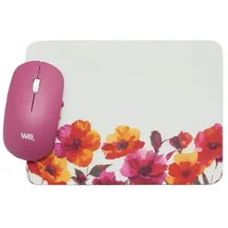WE POP Pack Tapis de souris design floral : 200x140x3mm + souris optique sans-fi (M), Mausmatte