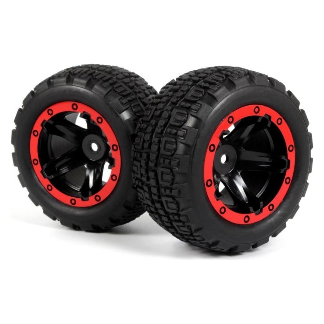 Blackzon Slyder ST Wheels/Tires Assembled (Black/Red) (BL540196)