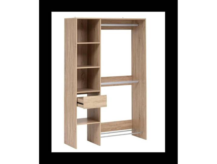 Dressing 2 penderies avec étagères coloris Effet chêne naturel - Longueur 118 x largeur 39 5 x Hauteur 180 cm