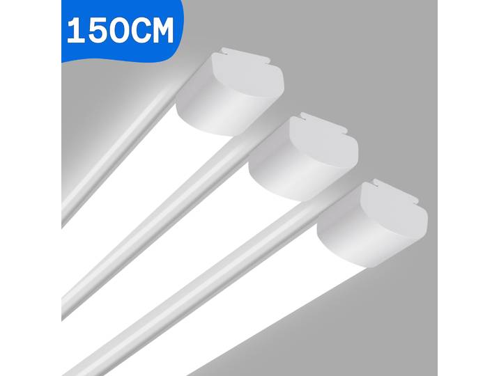Pack de 3 lampes LED pour pièce humide 150cm, plafonnier IP66 45W, 4950LM 4000K blanc neutre pour garage atelier sous-sol