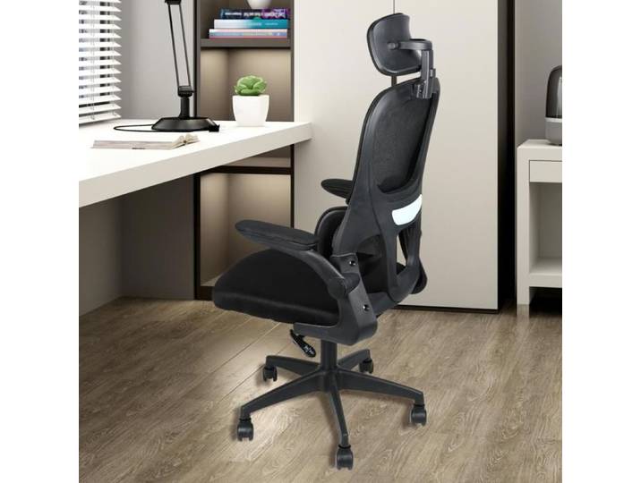 KEDIA Chaise de Bureau Ergonomique avec Soutien Lombaire Noir Structurellement Stable Design Contemporain 4 Roulettes