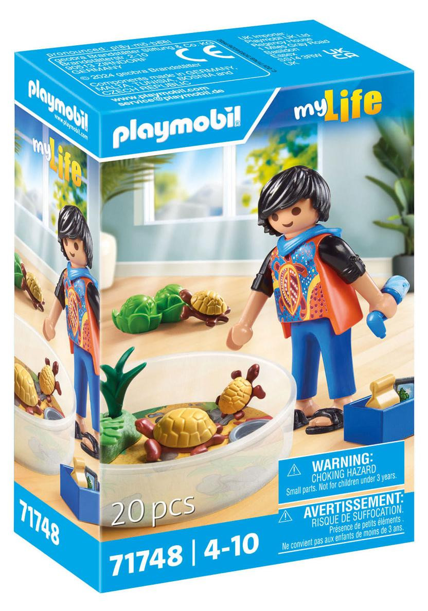 Playmobil 71748 My Life Boy met Schildpadfamilie in Terrarium, 20 stuks