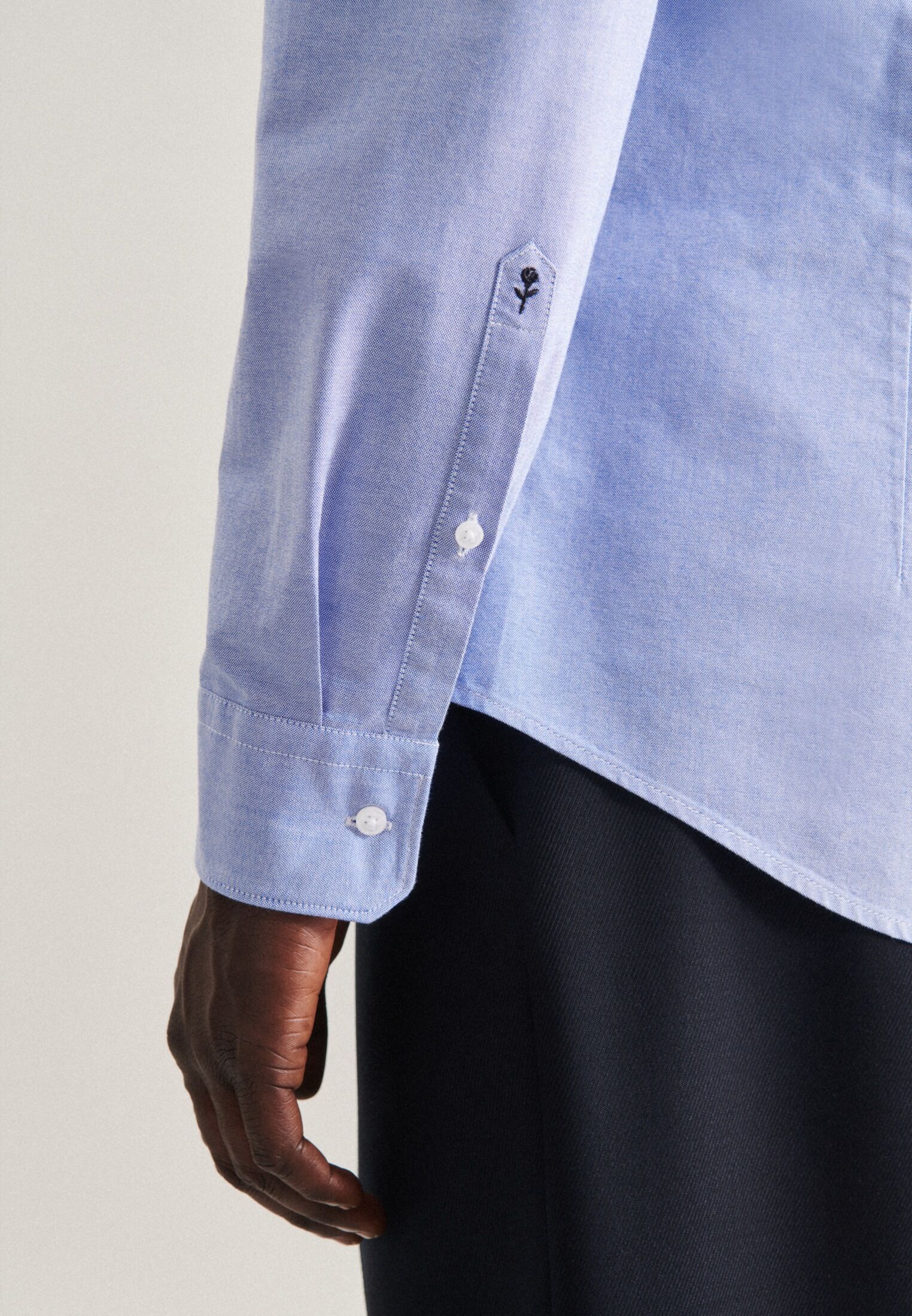 Businesshemd SEIDENSTICKER "Slim", Herren, Gr. XS (36), normale Ärmellängen, blau, 100% Baumwolle, unifarben, slim fit, 2-Knopf-Manschette, Hemden Businesshemd, Slim 1/1 Button-Down-Kragen Uni