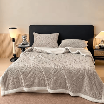Inspire Curations Jacquard Double Layer Plush Winter Blanket gray 180x200cm