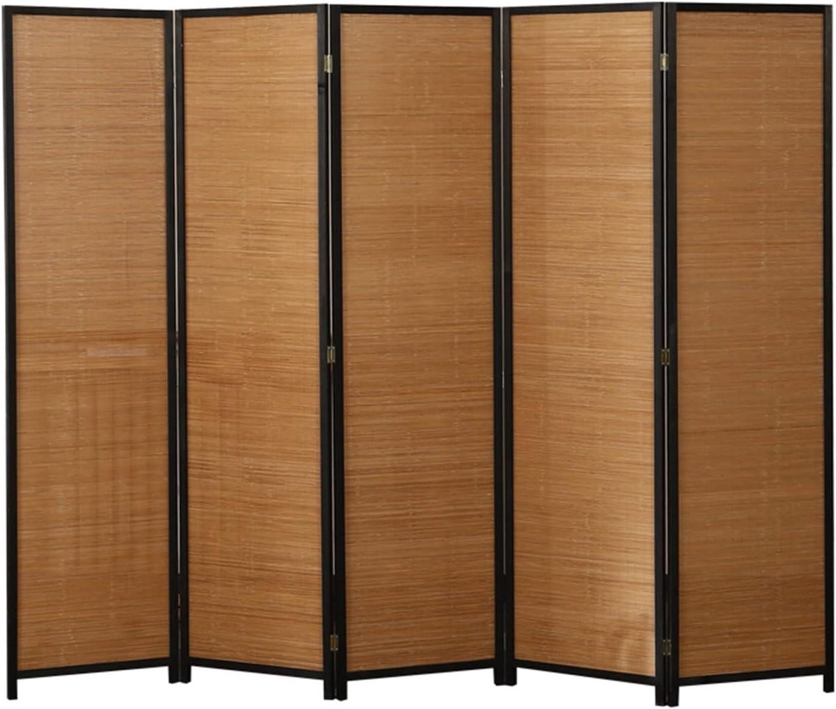Opvouwbaar Bamboe Kamerscherm met 5 Panelen - Hoogte: 180 cm - Natuurlijk Bamboe Ruimteverdeler