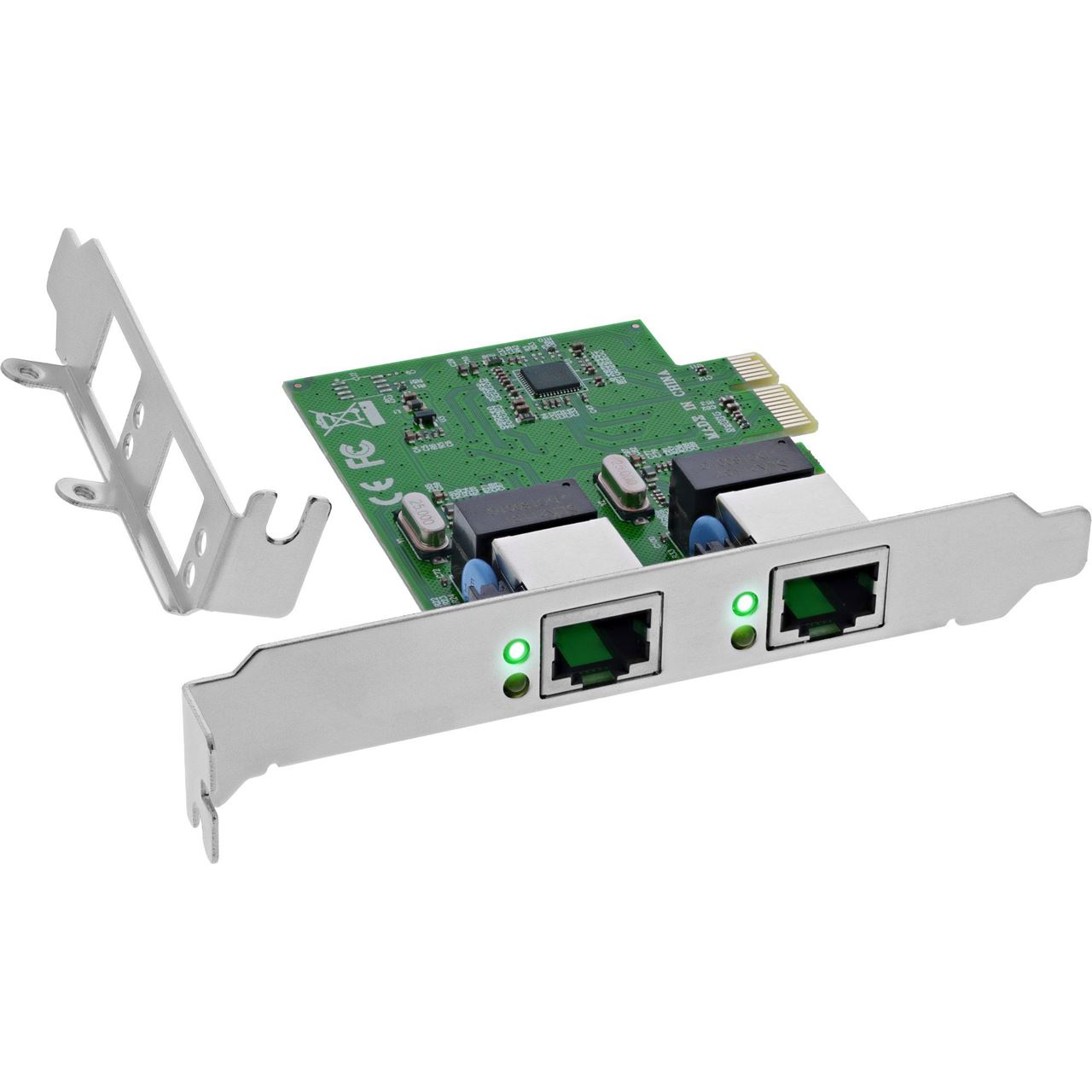InLine Dual Gigabit Netzwerkkarte, 2x RJ45 1Gb/s, PCIe x1, inkl. LP Slotblech