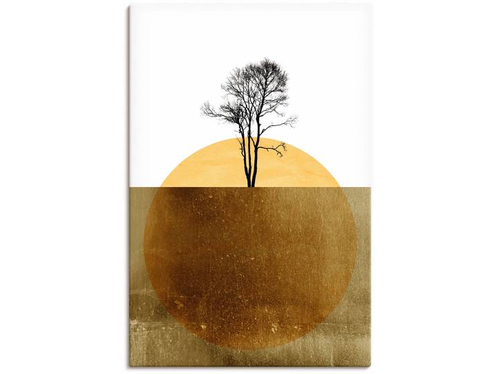 Leinwandbild ARTLAND Goldener Ozean , weiss (farbe bild(er): weiß), B:60cm H:90cm, Bilder, Leinwandbild, auf Holzrahmen gespannt