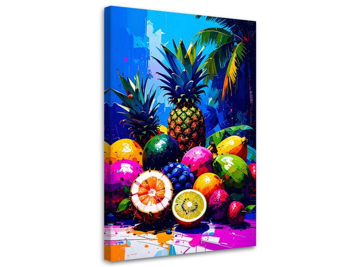 Feeby Leinwandbild Bunte tropische Früchte 80x120cm, Mehrfarbig, Essen/Getränk, Rechteckig, 80x120 cm, Bilder & Rahmen, Bilder, Leinwandbilder