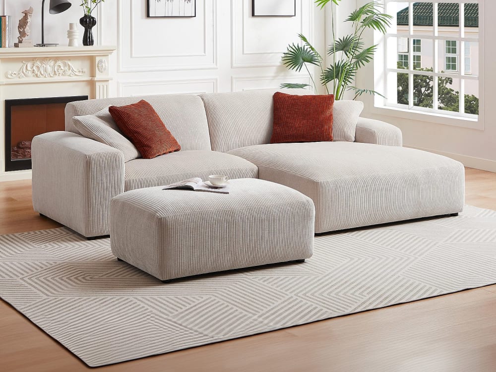 Unique Sofá rinconera terciopelo beige
