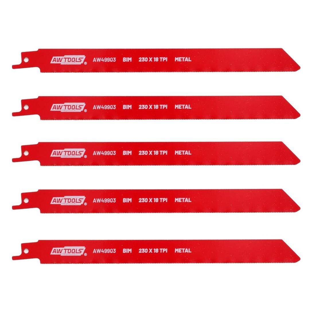 Awtools BiM-Sägeblatt für die Säbelsäge, 230 mm, 18 Zähne/Zoll, 5 Stück, Metall (72783932)