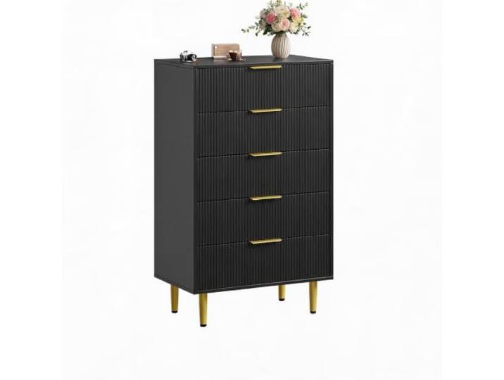 Furntrastar Moderne Kommode Mit 5/6 Schubladen, Aufbewahrungsschrank Geriffeltes Design&Metallgriffe, ideal für Schlafzimmer