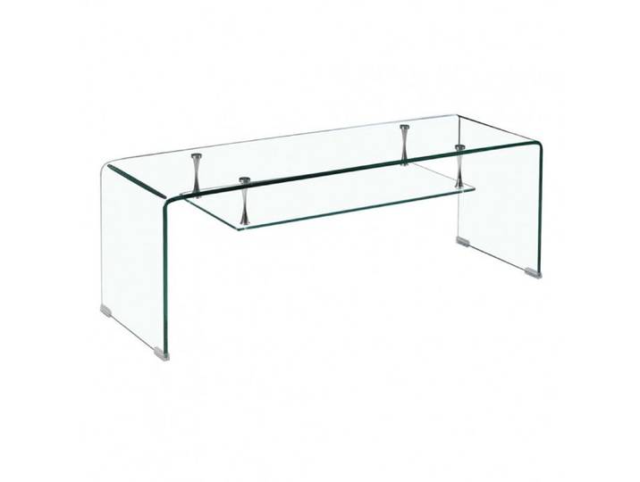 Meuble TV en verre transparent étagère suspendue style épurée - ICE