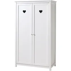 KINDERZIMMERSCHRANK Kamila 110x57x191 mit 2 Türen MDF+Massivholz Weiß