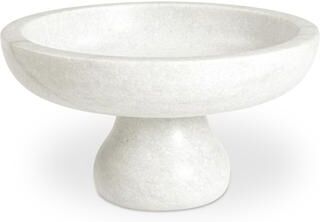 NADAAL STUDIOS Winslow Bowl, Rajnagar White Marble, Artisan-Made, Classic Pedestal Form, White
