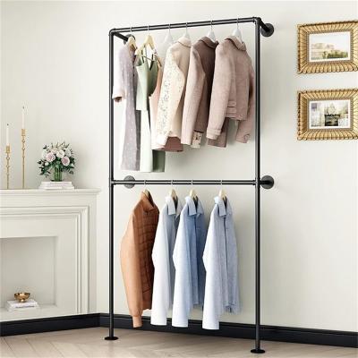 No "Industrial Pipe Clothing Rack Wall Mounted Garment Rack - 3.74""D x 5.12""W x 43.7""H"