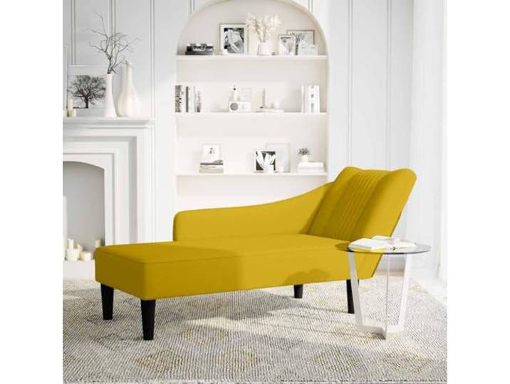 NLQMSU Langer Sessel mit Armlehne, rechts, Gelb, Samt Hochelastischer Schaumstoff, Unterstützung für Nacken, Schultern, Rücken, Taille, weicher Samtstoff, Ecke, Wohnzimmer