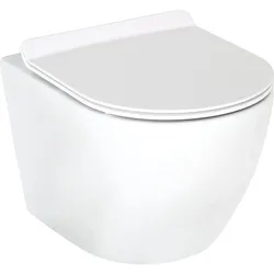 Combi-Pack Arax Wand-Tiefspül WC Spülrandlos mit Silent Flush 370x370x485mm +WC-Sitz weiß glänzend Evenes