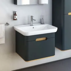 VitrA Sento Waschtisch-Unterschrank 60818 63 x 48,5 x 50 cm, Anthrazit Matt, Dekor, Überlaufloch, Hahnloch mittig