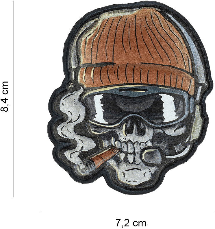 101 INC PVC 3D Patch - UV Skull Beanie Warrior