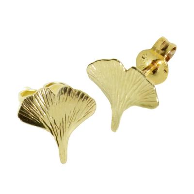 Paar Ohrstecker OSTSEE-SCHMUCK "- Ginkgoblatt - Gold 333/000 -" Gr. 10, gold (gold 333, goldfarben, gelb), Ohrringe, Damen, 10, Gelbgold 333