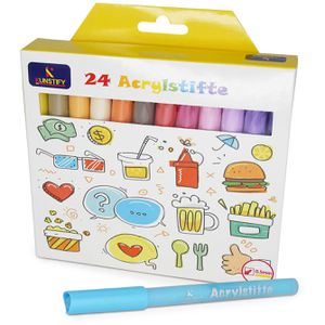 Kunstify Acrylstifte 600213 Markerset, sortiert, Rundspitze 0.5mm, wasserfest, 24 Stück