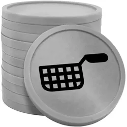 CombiCraft Kunststoff Wertmarken Chips Fritteusenkorb in Silber- 100 Stück - Ø29 mm
