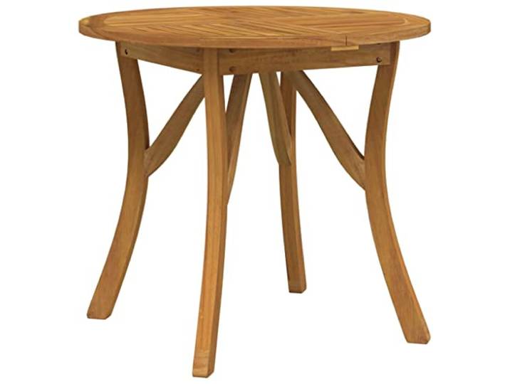 GHVBNMF Gartentisch Ø 85 cm Massivholz Akazie Balkontisch Holztisch Runder Esstisch aus geöltem Akazienholz mit Lattenrost für Terrasse, Balkon und Garten. Elegante geschwungene Beine.