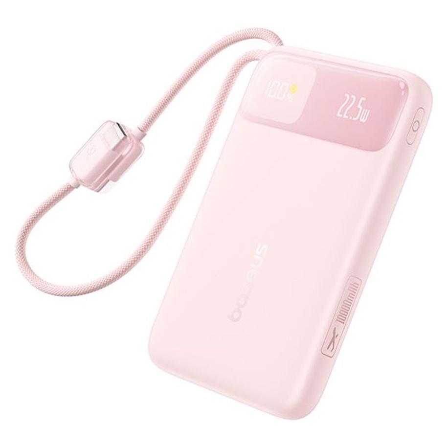 Baseus EnerFill FC11 Digital Display Power Bank with Dual Cable 22.5W 10000mAh Pink (10000 mAh, 22.50 W) (E0027R07)