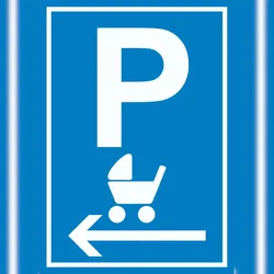 HB-Druck Kinderwagen Parkplatz links Schild A6 (105x148mm)