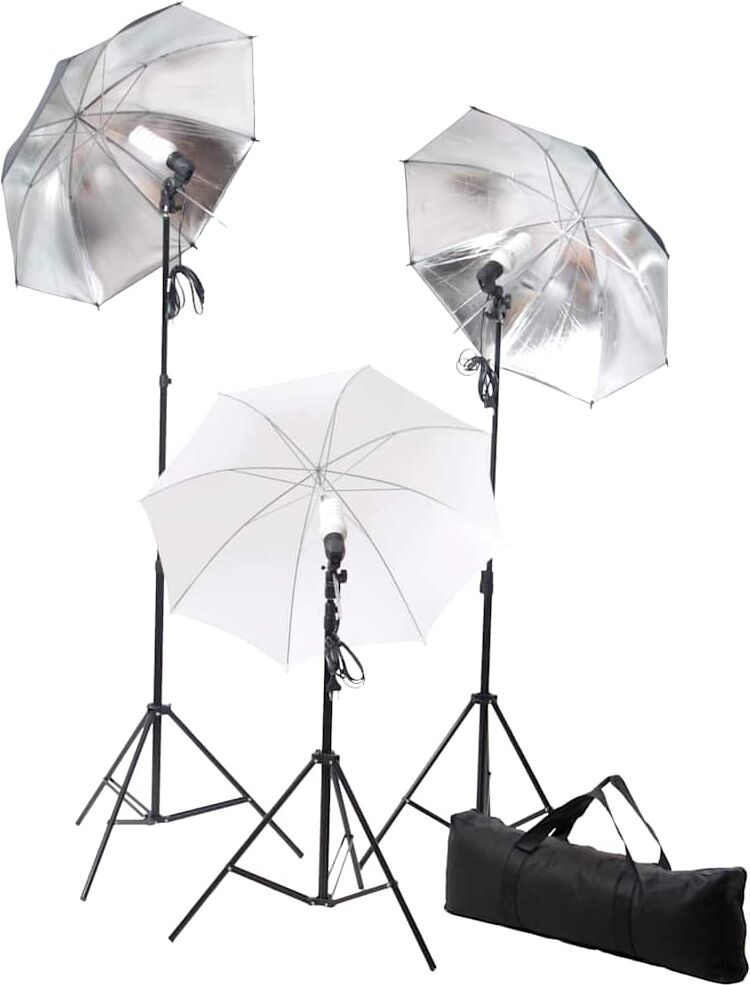 vidaXL Ensemble d'éclairage de studio: Trépieds et parapluies 24 watts