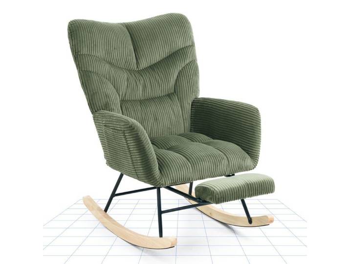 FlexiSpot Fauteuil de Relaxation à Bascule en Velours Côtelé avec Repose-pieds Rocking Chair pour Salon Balcon ou Terrasse Vert