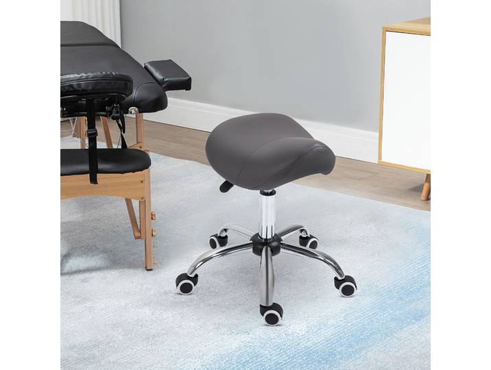 HOMCOM Tabouret Massage Pivotant Réglable Synthétique Gris