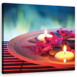 WANDBILD schwebende blüten und zen steine