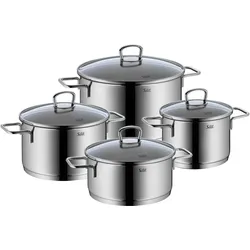 Silit Topfset Induktion Kochtopfset 4tlg Glasdeckel Allicante Edelstahl, Pfannenset + Topfset, Silber