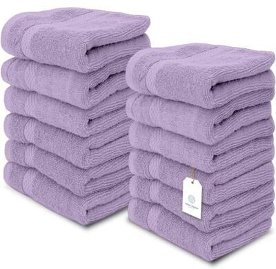 White Classic Luxury Cotton Washcloth 13x13 - Set of 12