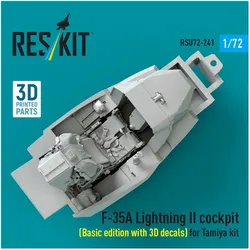 ResKit F-35A Lightning II cockpit (Basic edition with 3D decals) for Tamiya kit (3D Printed)