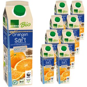 Edeka Saft Orange, ohne Zuckerzusatz, BIO, 100% Direktsaft, Tetrapack, je 1 Liter, 8 Stück