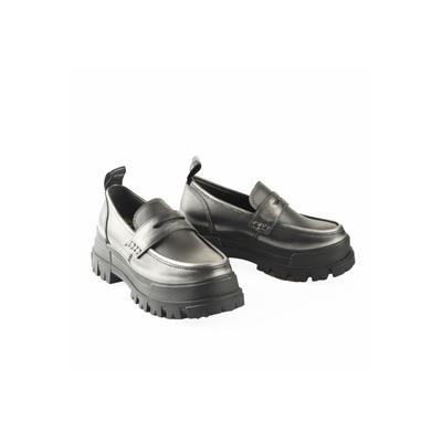 Stiefel BUFFALO "Buffalo Aspha Loafer Vntg Vegan Nappa", Damen, Gr. 41, schwarz (pewter, schwarz), Leder, unifarben, Schuhe Stiefel