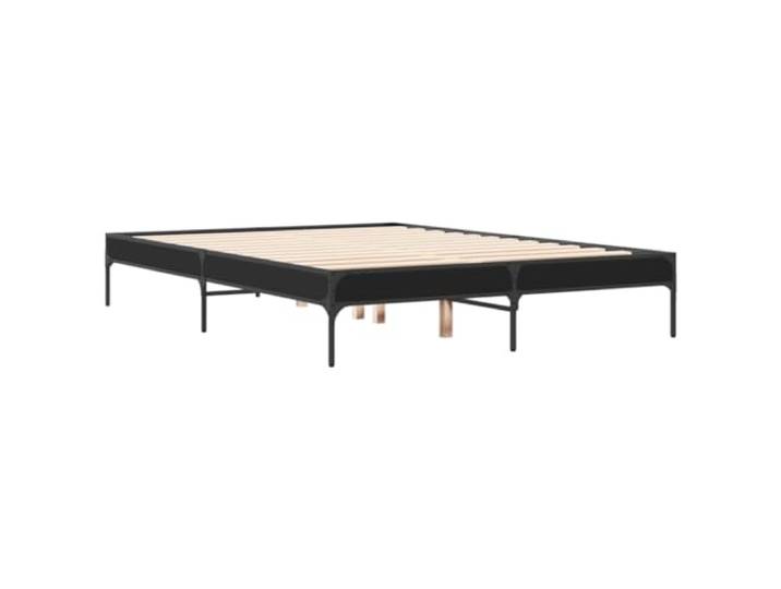 KTHLBRH Bettgestell Schwarz 135 x 190 cm aus mehrschichtigem Holz und Stabile Metallbeine, Lattenrost aus Sperrholz, stabile Struktur, Matratze nicht im Lieferumfang enthalten
