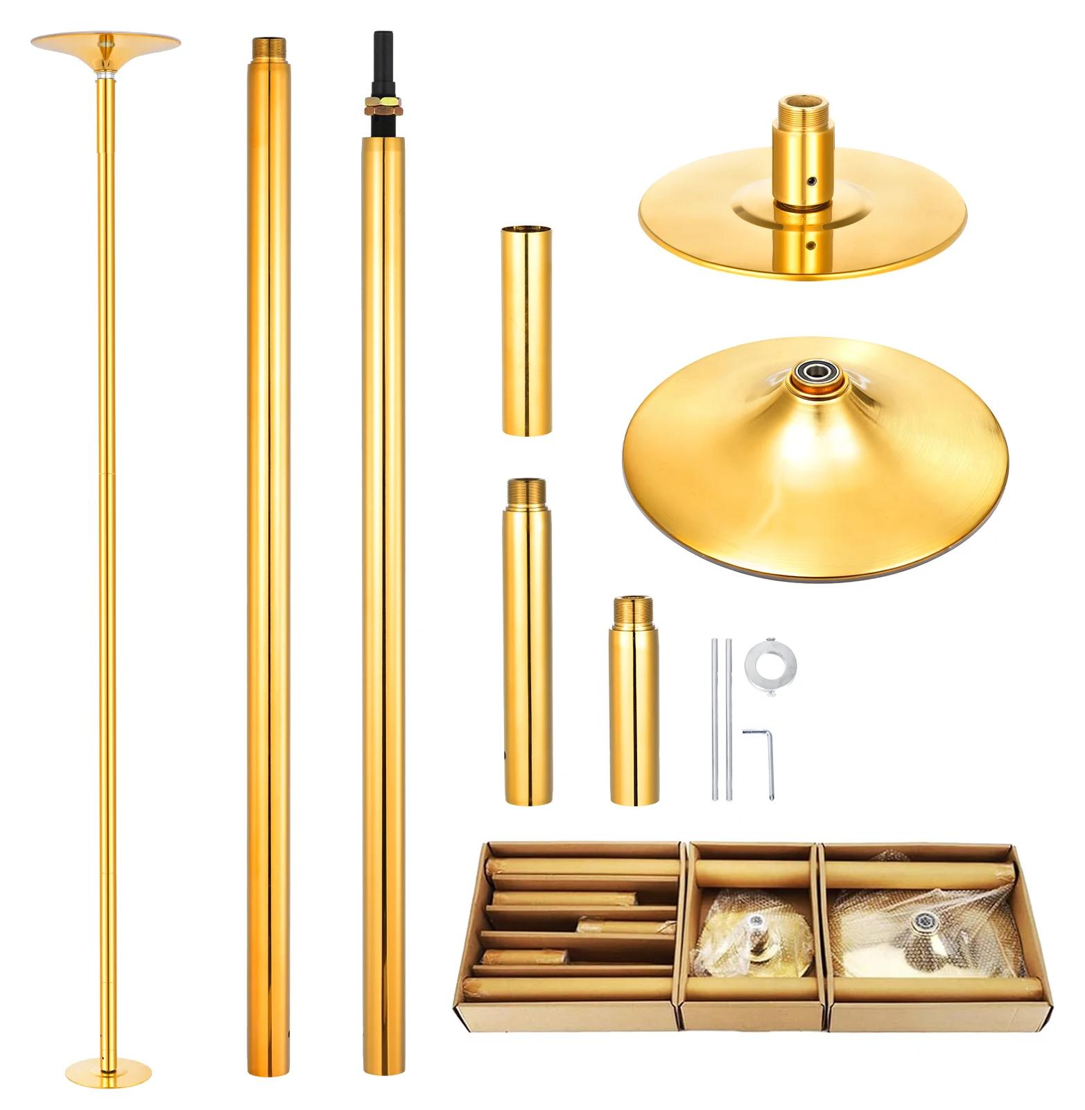 Pole-Dance-Stange - Tanzstange - Drehbar Und Statisch - Höhenverstellbar - Abnehmbar - 45 mm Durchmesser - Für Zuhause, Fitnessstudio Und Club - Gold