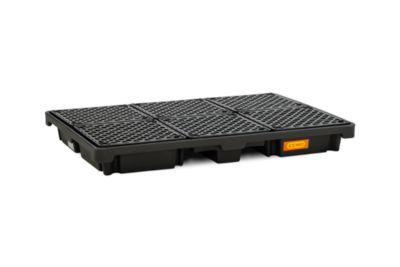 PE-Auffangwanne CEMO 220/6, mit 6 PE-Gitterrosten, B 1860 x T 1260 x H 200 mm, 220 l, für 6 x 200 l Fässer, bis 1800 kg
